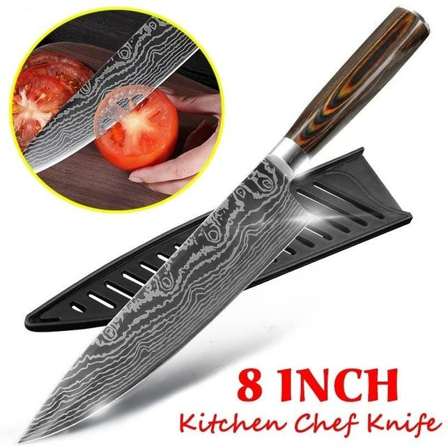 IKKNIFE Santoku Kochmesser aus japanischem Edelstahl in Grau mit Schutzhülle - Bild 1