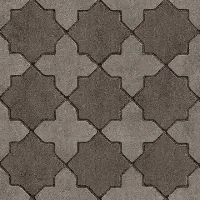 Profhome Grafik Tapete Geometrisch Matt in Grau und Schwarz, Vlies, Breite: 0,53 m, Länge: 10,05 m - Bild 1