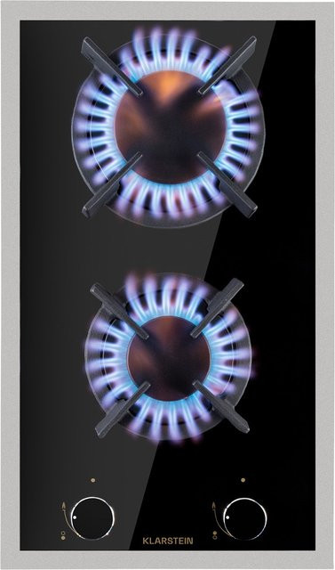 Klarstein Goldflame Domino Prime Gaskochfeld 2-flammig Glaskeramik Schwarz - Bild 1