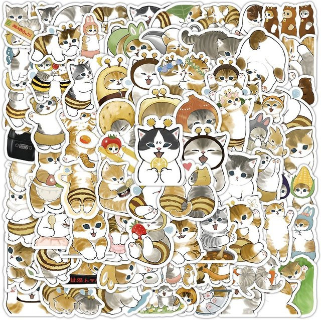 102-teiliges Set dekorative Kitten-Aufkleber Serie 2 von LanLanStickersWorld in Multicolour für Tagebücher, Handyhüllen und Wasserflaschen - Bild 1