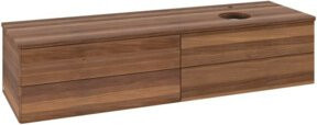 V&B Waschtischunterschrank Antao mit Beleuchtung ohne Frontstruktur, Farbe: Weiß und Walnuss, B/T: 160 x 50 cm - Bild 1