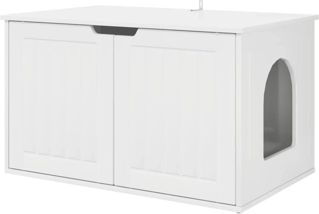 vidaXL Katzenhaus aus Holzwerkstoff in Hochglanz Weiß, B/T/H: 85 x 55 x 50,5 cm - Bild 1