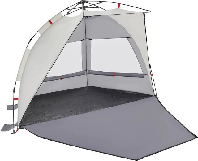 vidaXL Strandzelt für 2 Personen in Grau, wasserdicht mit Quick Release System aus Polyester, B: 142 cm, T: 138 cm, H: 138 cm - Bild 1