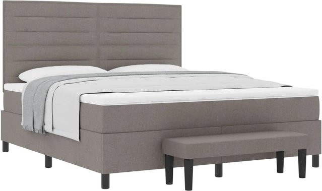vidaXL Boxspringbett mit Matratze in Taupe, Hybrid-Konstruktion aus Stoff und Holz, B/T/H: 180 x 200 x 280 cm - Bild 1