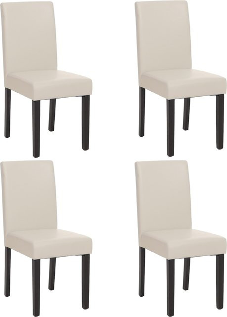 4er-Set Esszimmerstühle Littau von MCW aus Leder in Weiß mit dunklen Beinen - Bild 1