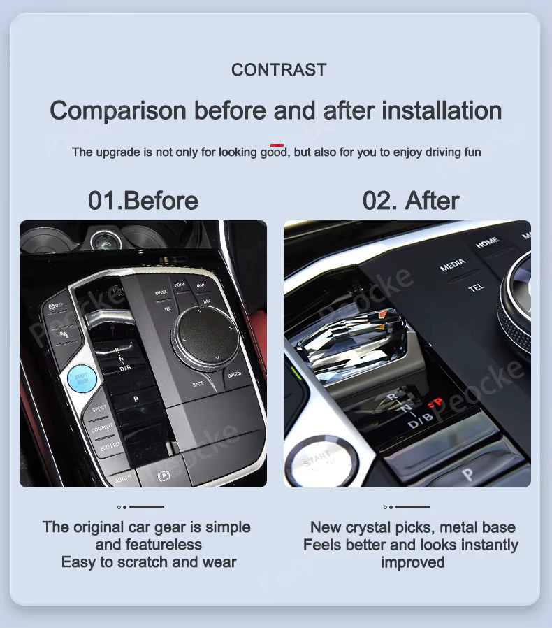 WhatsKey 4-teiliges Set Crystal Gear Paddle Shifter Knob mit Metallbasis in Transparent für BMW G20 G21 G22 G23 G26 G28 IX3 G08 X5 G05 X6 G06 X7 G07 - Bild 2