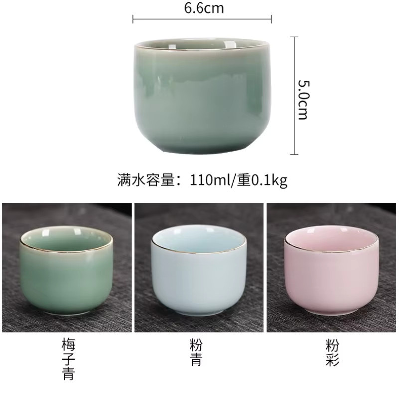 Celadon Glaze Keramik-Teetasse in Grün, japanischer minimalistischer Stil, Master Bowl für Gongfu-Tee - Bild 6
