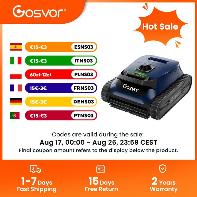 Gosvor LiteVac Pool Cleaner Roboter für eingelassene und oberirdische Pools, Grau-Blau - Bild 1