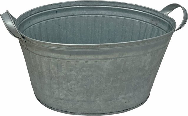Ovaler Zink Blumentopf im Antik-Stil mit Griffen, Breite: 38 cm - Bild 1