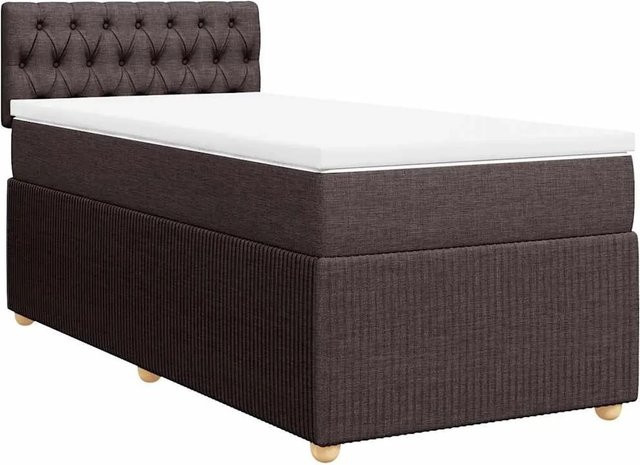 vidaXL Boxspringbett mit Matratze Dunkelbraun, Hybrid-Bett mit USB-Ladeport und Unterbettbeleuchtung, B/T: 80 x 200 cm - Bild 1