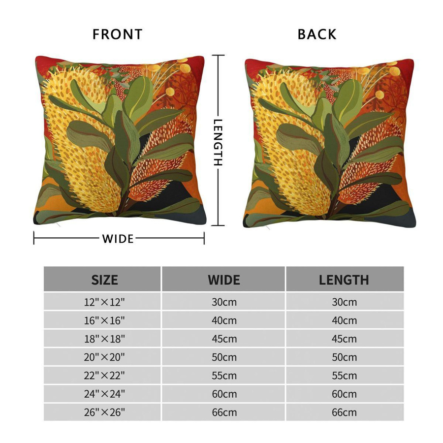 Banksia Florals Botanischer Kissenbezug Orange mit Blumenmuster aus Polyester und Leinen, B/B: 45 x 45 cm - Bild 3