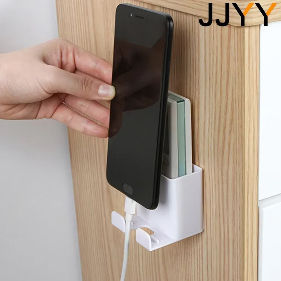 STONEGO Wand-Telefonhalter Organizer in Weiß, multifunktionaler Aufbewahrer ohne Bohren aus Kunststoff - Bild 2