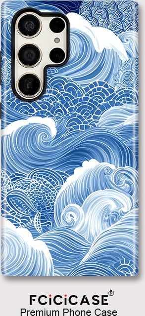 Fcicicase Handyhülle für Samsung Galaxy S26 Plus, S26 Ultra und S26 Edge mit Meereswellen-Druck in Blau, stoßfest und matt aus Acryl - Bild 1