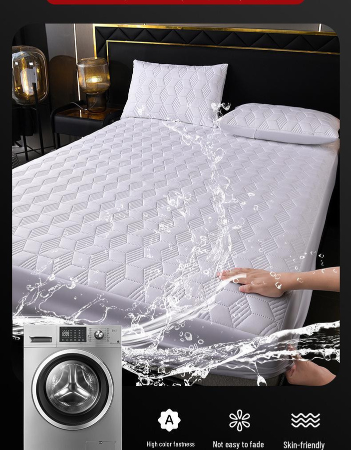 Wasserdichter gesteppter Matratzenschoner mit Spannbettlaken und 2 Kissenbezügen von Wish Today in Kaffeebraun - Bild 6