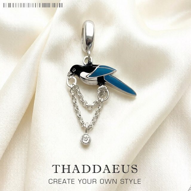 Thaddaeus Elster-Vogel-Charm, 925 Sterlingsilber, Damen - Bild 1