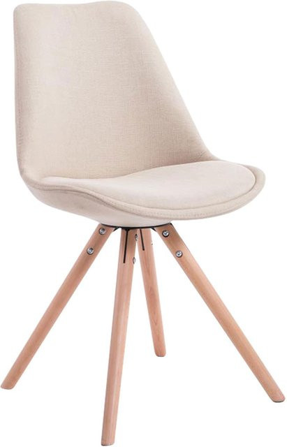 CLP Retro-Stuhl Toulouse Rund in Beige mit Stoffbezug und Holzgestell - Bild 1