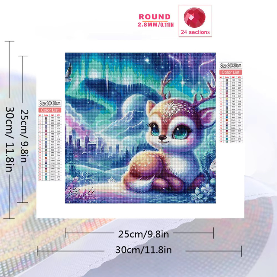 Evershine Diamantmalerei DIY Bastelset mit Tier-Motiven Kaninchen Delphin Hirsch Eichhörnchen, 4 Stück, Multicolor, runde Steine - Bild 2