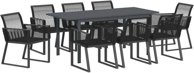 vidaXL Garten Essgruppe 9-teilig aus Stahl und Poly-Rattan in Schwarz Matt - Bild 1