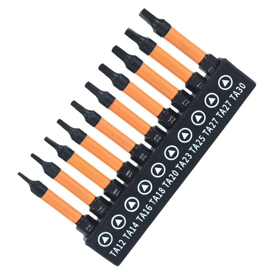 DAZZLEEX 10er Set Magnetische Dreieckige Schraubenbits aus Edelstahl in Orange mit Sechskantschaft und Anti-Slip-Funktion TA12-TA30 - Bild 2