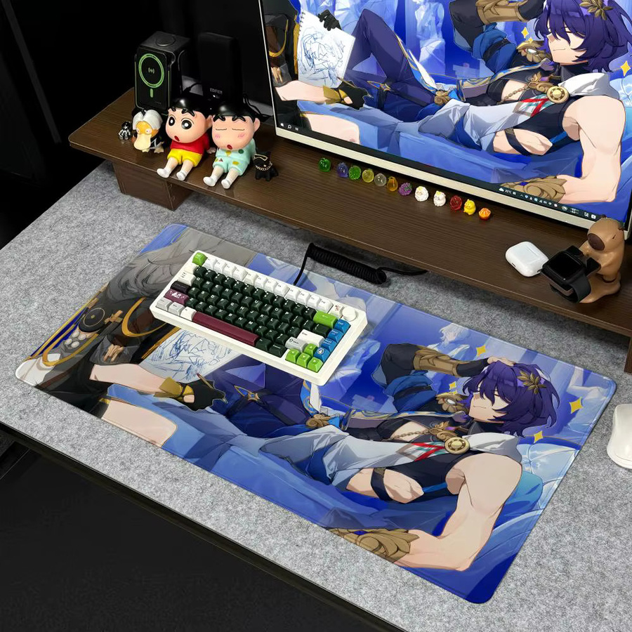Honkai Star Rail Dr Ratio Mauspad XXL rutschfeste Gamer-Tastatur Unterlage mit HD Art Design, B/T: 90 x 40 cm, Multicolor - Bild 3
