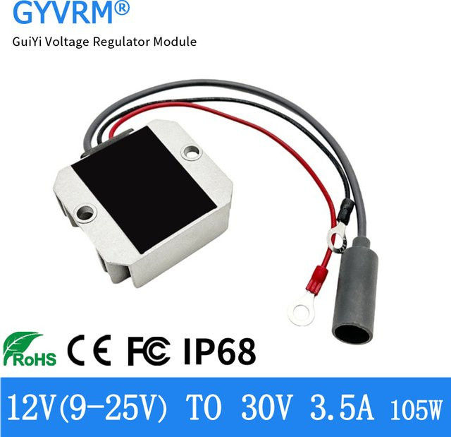 GYVRM DC-Stromrichter Step-Up-Spannungsregler-Adapterkabel in Silber, 12 V oder 24 V auf 30 V, 3,5 A, mit O-Typ-Anschluss - Bild 1