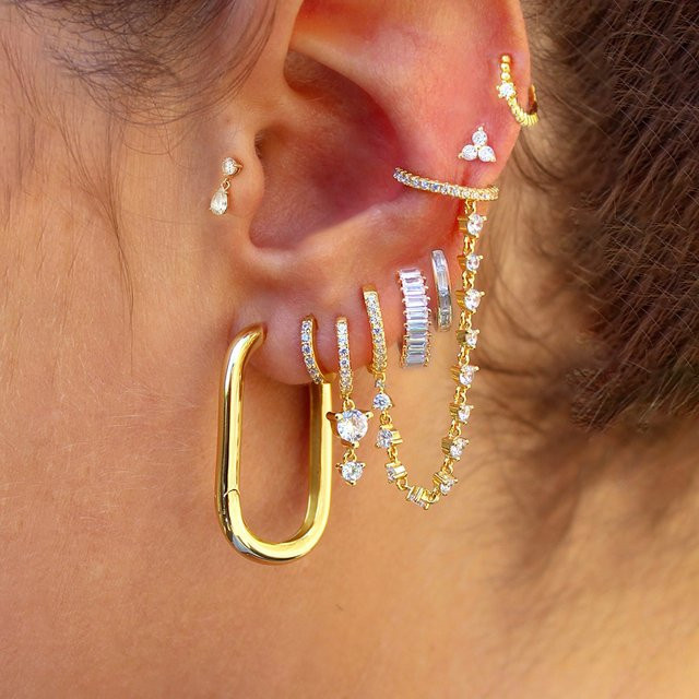 Yuedane Hoop Ohrringe Edelstahl, Zirkonia, Gold, Damen - Bild 1