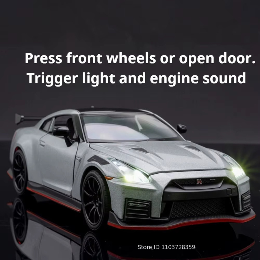 MAKEDA Nissan GT-R Nisom Sportwagen-Modell, 1:32, Metalldruckguss, mit Licht und Musik - Bild 4