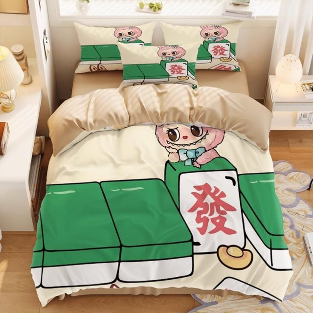 Binchi Fitness Bubu Bettzeug Set aus Mikrofaser, 2/3-teiliges Schlafzimmer-Set mit Motiv-Druck und Reißverschluss, Mehrfarbig, B/B: 228 x 228 cm - Bild 1