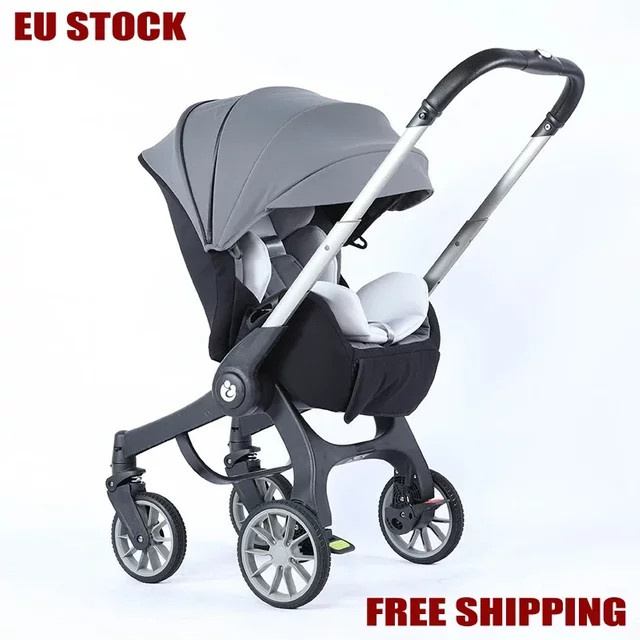 LUVCHAIN 4-in-1 Babywandelwagen Multifunktionskinderwagen mit Autositz und Sportsitz, grau, faltbar - Bild 1