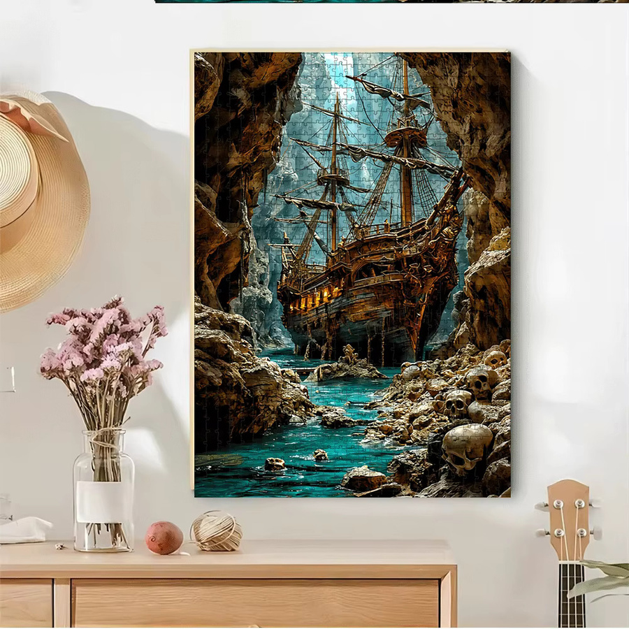 AZNM Piraten Piratenschiff, Höhle, Totenkopf und Schatz, DIY Brain Teaser - Bild 2