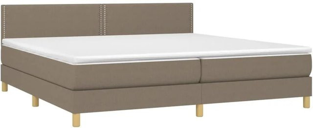 vidaXL Boxspringbett mit Matratze in Beige, Hybrid-Bett mit LED-Unterbettbeleuchtung und USB-Ladeport, B/T/H: 200 x 200 x 203 cm - Bild 1