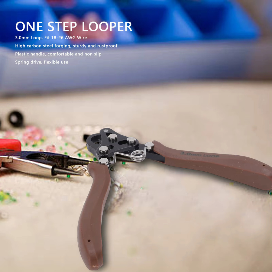 One Step Looper 3,0 mm Schlaufenwickelzange für 18–26 AWG Basteldraht zur Schmuckherstellung mit braunem Griff - Bild 4