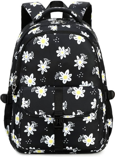 Schulrucksack für Mädchen von Fancy Style Studio in Lila mit Federtasche und Blumenmuster - Bild 1