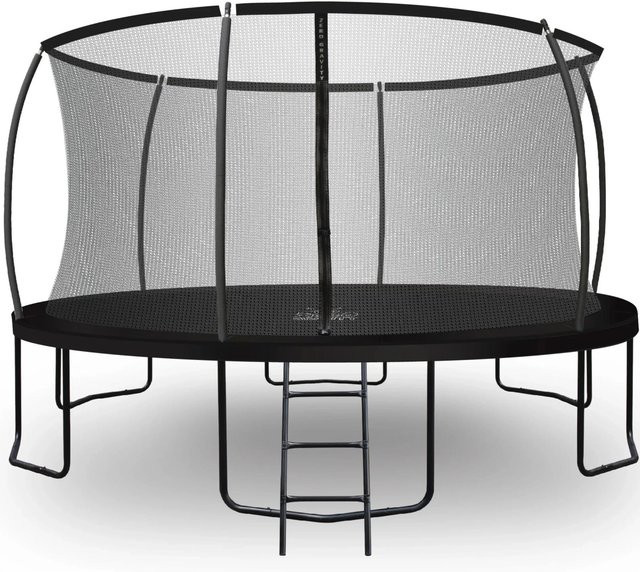 Zero Gravity Trampolin für Outdoor mit Klappnetz, Leiter und Bodenankern, Farbe: Schwarz/Silber - Bild 1