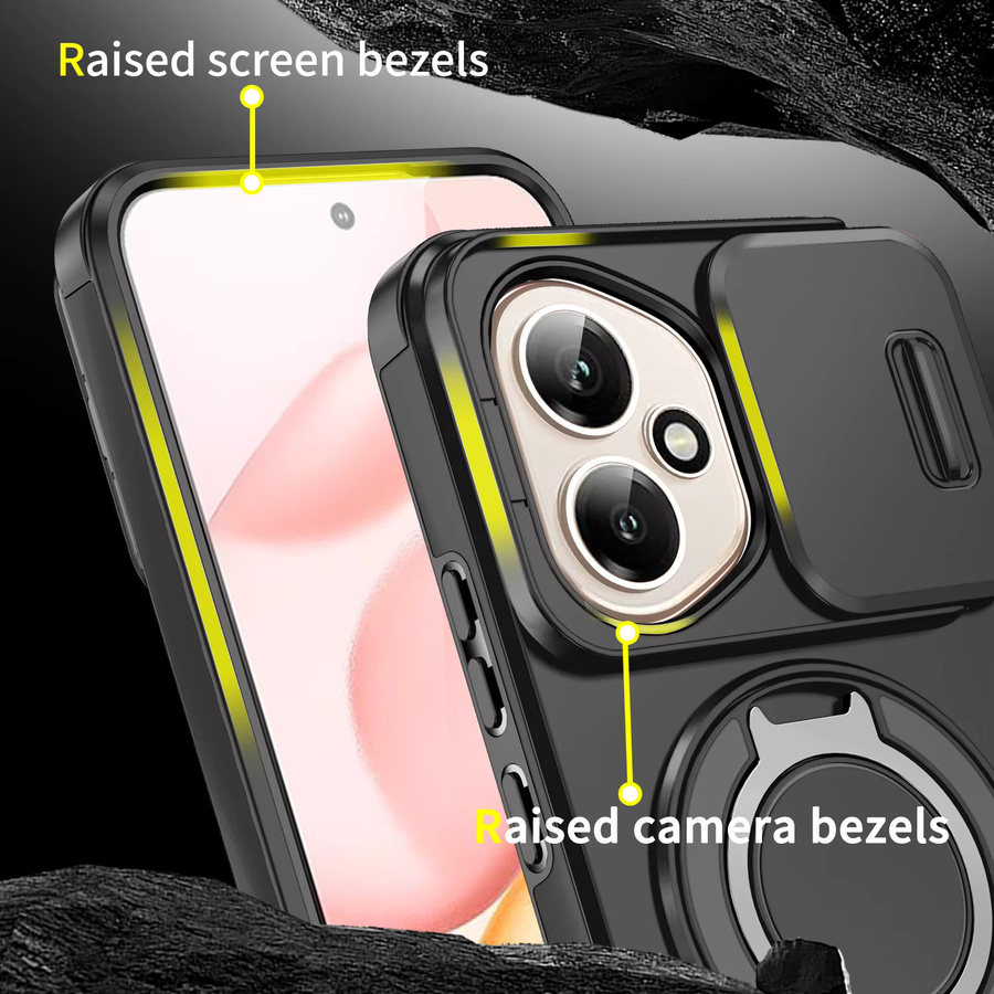 CYYWN Magnetische Schutzhülle mit Ständer für Honor 400 Pro und Honor 400 Lite in Rot und Schwarz - Bild 3