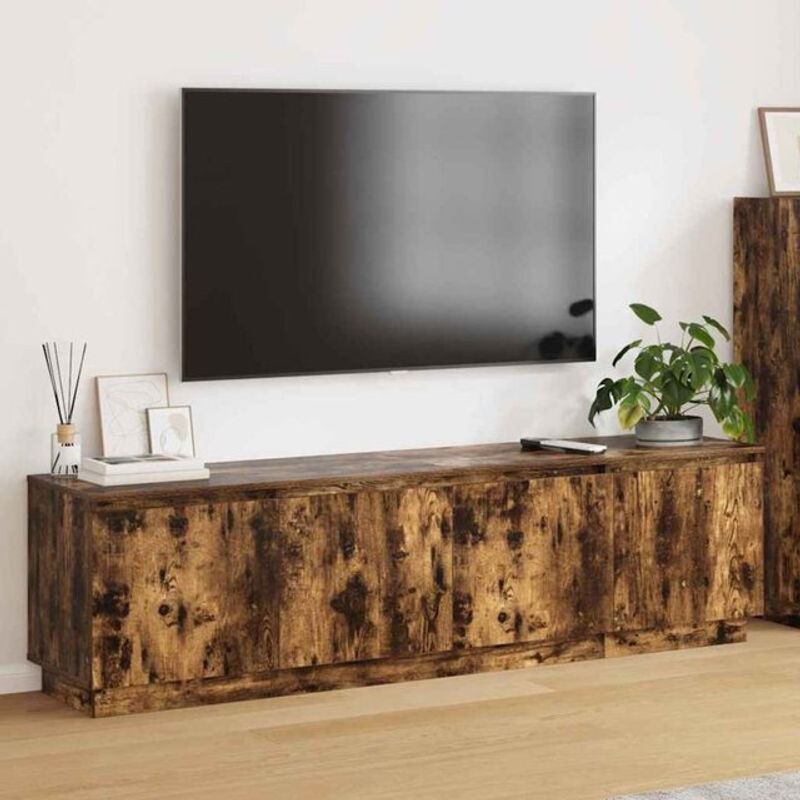 vidaXL TV-Schrank LED-TV-Dashboard in Räuchereiche, Modern Industrial Design, B/T/H: 180 x 31 x 49 cm - Bild 1
