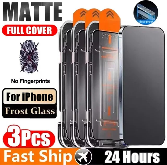 Arvin 3er-Pack Mattes Displayschutzglas für iPhone 11 bis iPhone 16 Pro Max mit oleophober Beschichtung und staubfreier Installation, Transparent - Bild 1