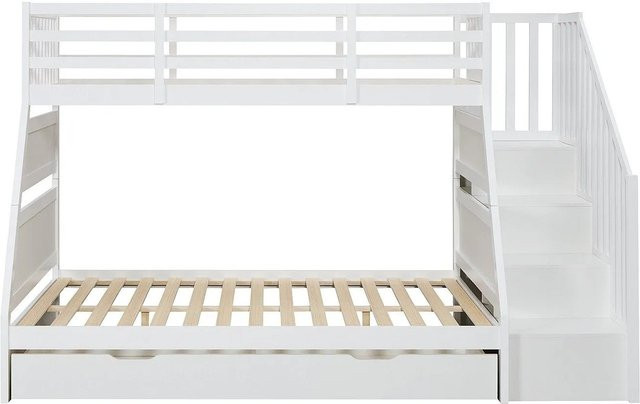 Lakayo Etagenbett für Kinder in Weiß aus Kiefer und MDF, Modernes Design - Bild 1