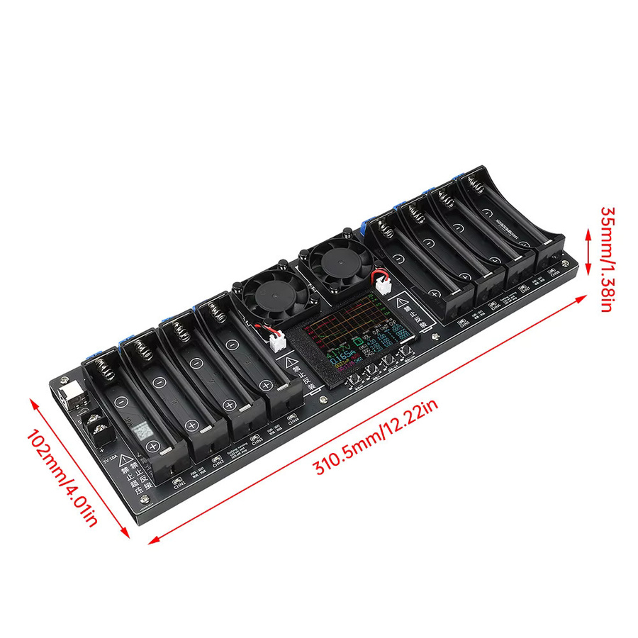 Voktta 4/8-Kanal Batteriekapazitätstester für 18650/21700 Akkus mit Farbbildschirm und automatischem Lade- und Entlademodul in Schwarz - Bild 5