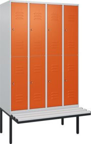 C+P Doppelstock-Spind Classic PLUS Sitzbank mit 4 Abteilen und Zylinderschloss, B/T/H: 212,0 x 120,0 x 81,5 cm - Bild 1