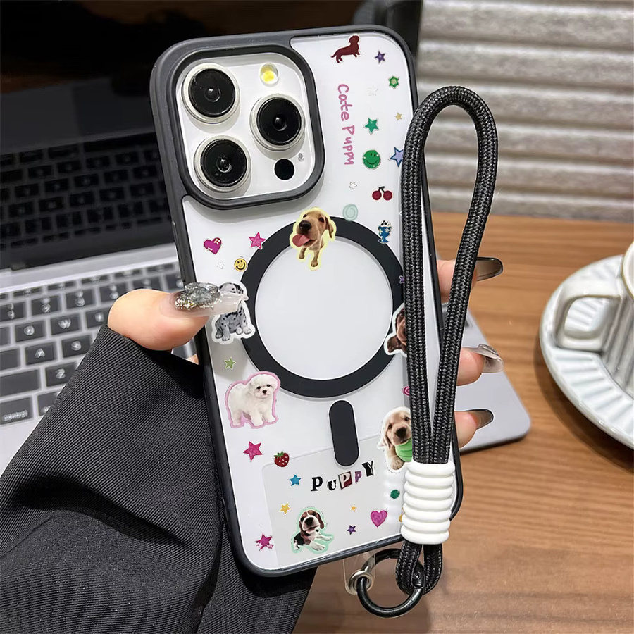 Magnetische Handyhülle für Apple iPhone Modelle inklusive Welpen-Aufklebern - Bild 5