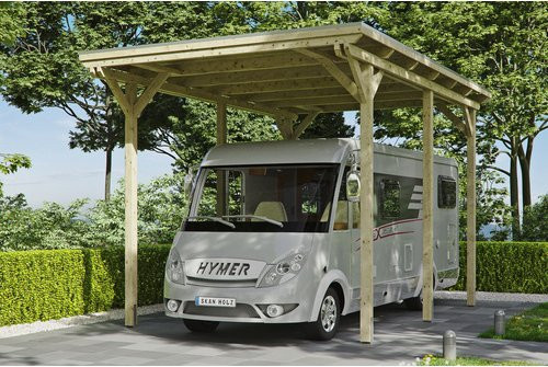 Skan Holz Caravan-Einzelcarport Emsland aus Fichte in Braun mit Aluminium-Dachplatten, Breite: 404 cm, Tiefe: 604 cm, Höhe: 372 cm - Bild 3