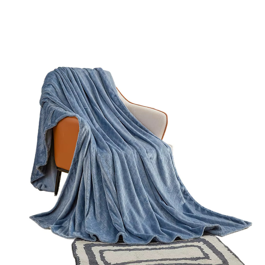 JAGDAMBE Fleecedecke aus Mikrofaser und Plüsch in Mist Blue, 280GSM Korallenfleece-Decke - Bild 3