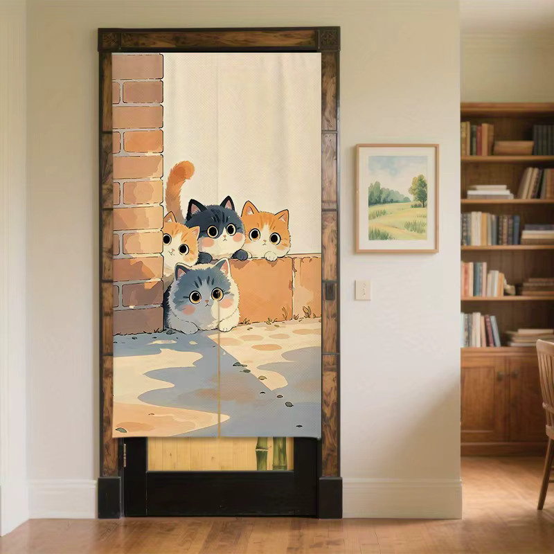 VIKAMA Türvorhang mit Katzenmotiv in Mehrfarbig als dekorative Trennwand für Zuhause und Gewerbe - Bild 2