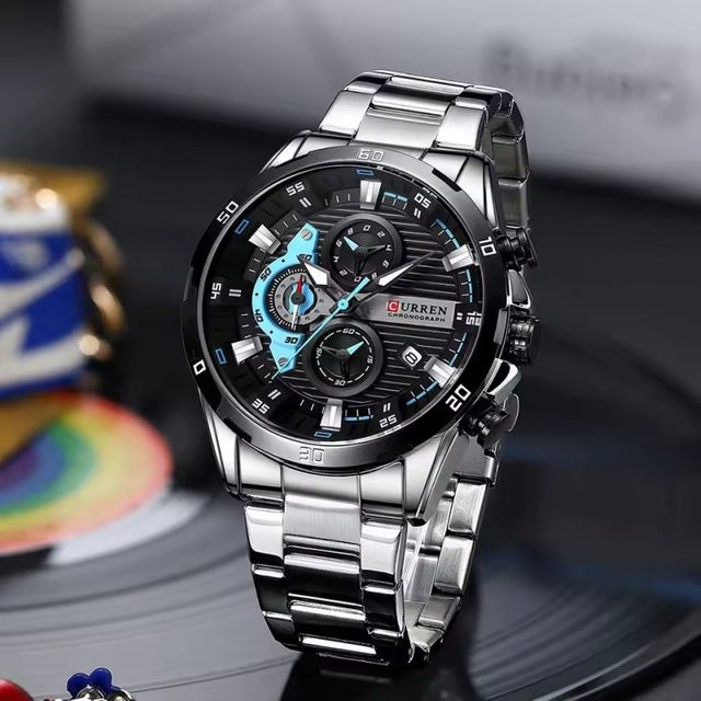 CURREN Chronograph Armbanduhr Edelstahl, Quarz, Silber, Herren - Bild 1