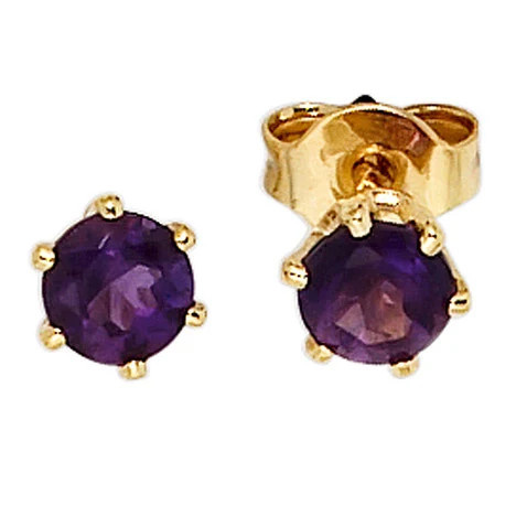 Colfem Ohrstecker 585 Gelbgold, Amethyst, lila, violett - Bild 1