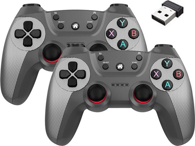 BOYHOM Drahtlose Doppel-Game-Controller im Set, 2,4g Gamepad Joystick für Android, PC und Smart-TV-Box, Farbe: Grün - Bild 1