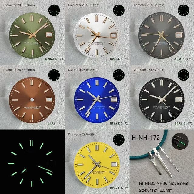 YUKUI Uhrenzubehör, S-Zifferblatt, grün, 29 mm, Automatikwerk - Bild 1