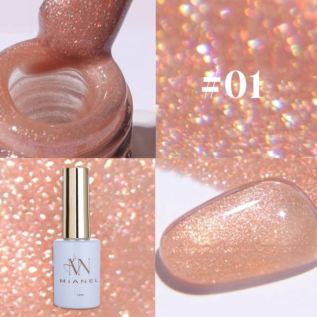 MIANEL Nagellack Gel, Weiß-Rosa, Schimmernd - Bild 1