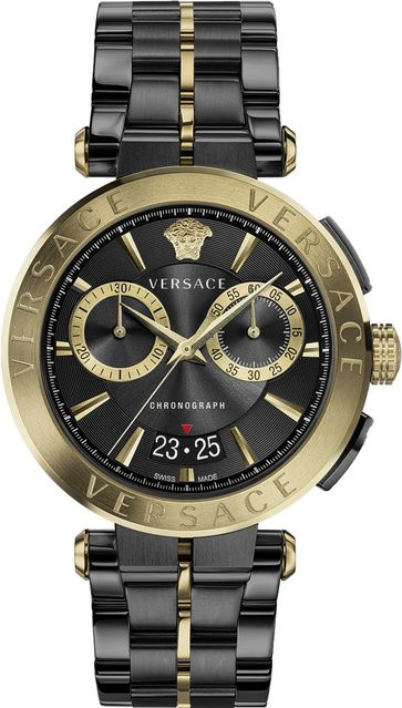 Versace Herrenuhr Aion Chronograph, Quarz, Edelstahl, 45 mm, Schwarz - Bild 1
